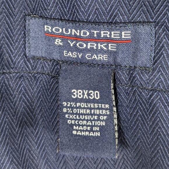 Roundtree & Yorke Easy Care Dress Pants 38x30 Light Gray Flat Front Polyester - Picture 3 of 4